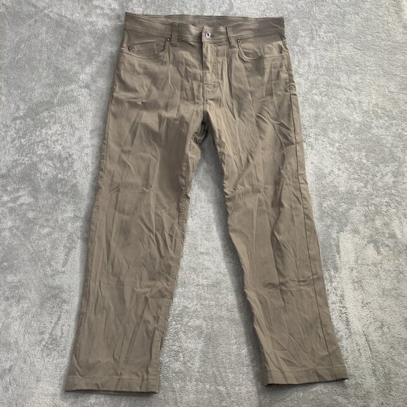 prAna Brion Pant Mens Size 35x27” Performance Chino Brown Nylon Outdoor Gorpcore - Picture 3 of 15